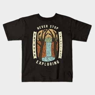 Never Stop Exploring Outdoor Kids T-Shirt